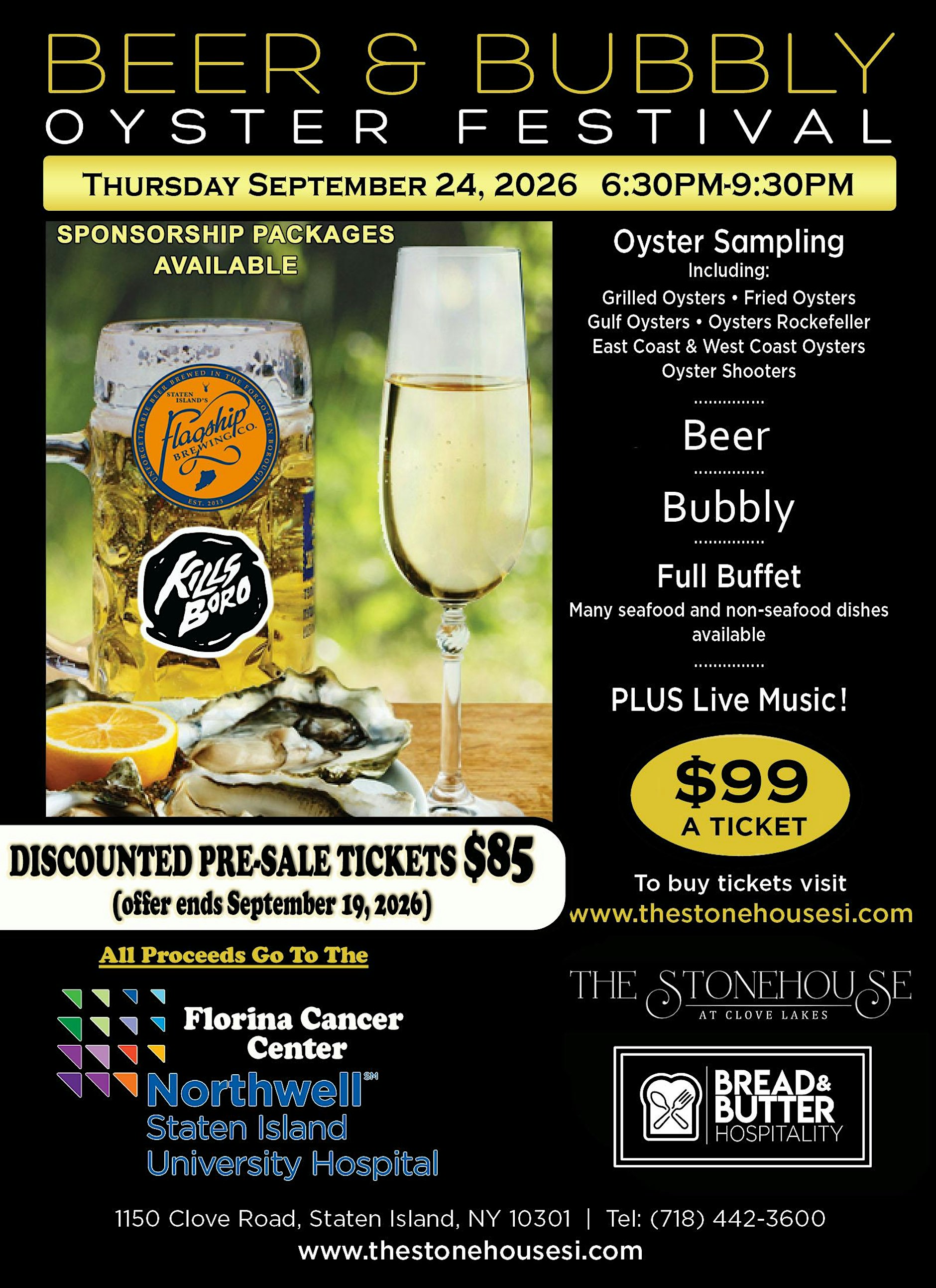 Beer & Bubbly Oyster Festival, Thursday September 24, 2026